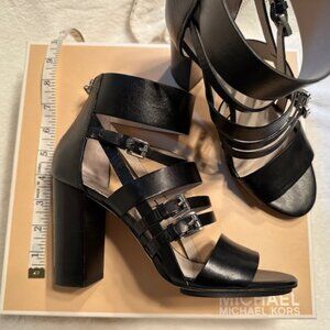 black chunky heel sandals